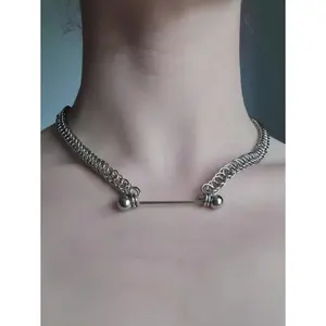 1pc Minimalist Titanium Steel One-Shoulder Chain Necklace, Fashion Style Suitable For Men And Women Everyday Wear