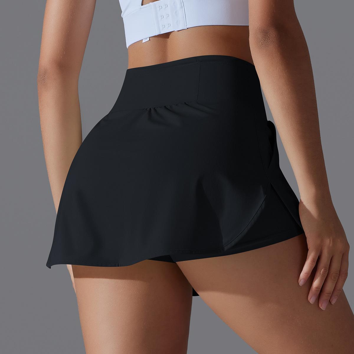 Women's High Waisted Active Performance Skort - Solid Color Navy Blue Tennis Skort with Pockets, Built-in Shorts for Gym Workouts, Running - Multi-Size Sporty Short Skirt