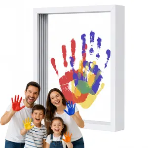 DIY Family Handprint Frame Kit with 4 Acrylic Sheets, Multi-Layer Handprint Keepsake Picture Frame with Paints & Brush, Personalized Family & Baby Memorial Art Gift Set