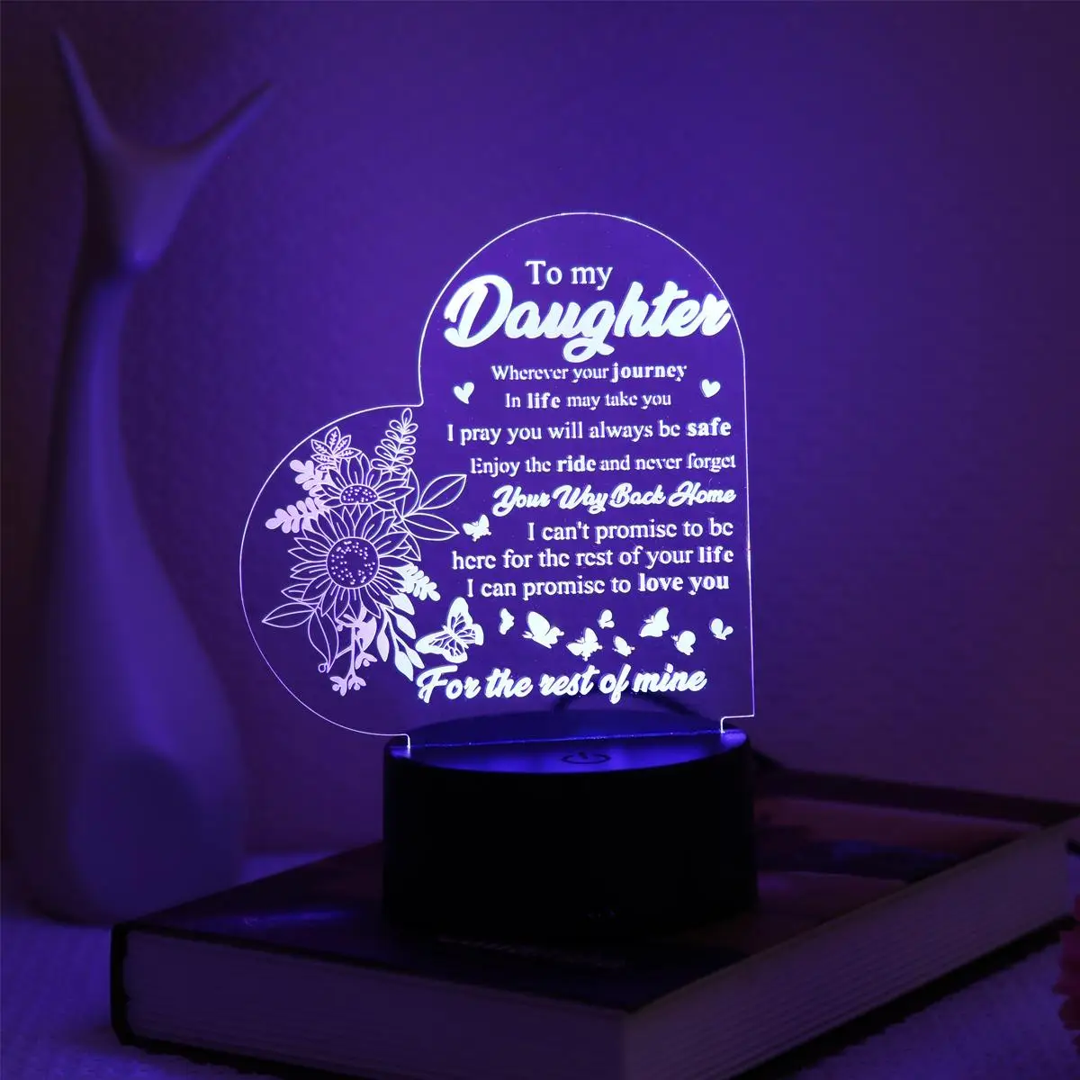 Colorful Heart Design Night Light, 5V USB Powered Children' Room Bedside Decorative Ambient Light, Gift For Daughter