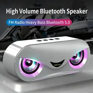 Wireless Speaker M6 LED Cool Uil Ontwerp Colorful RGB Portable Dual bluetooth Speakers with FM Radio Subwoofer Desktop Card