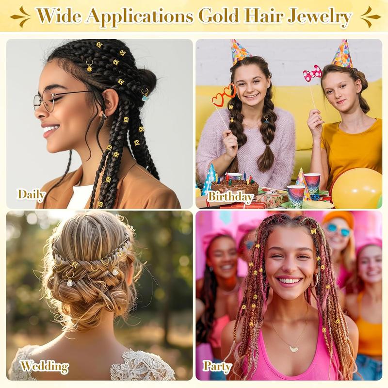 255 count  Hair  for Braids, 38 Styles Loc  Hair Charms for Women Men, Metal  Hair Cuffs Rings Clips for Dreadlock Accessories Hair Braids  Decorations()