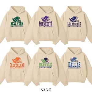 Sand Color All Team Football Hoodie, Vintage Helmet Established Graphic, Heritage Football Teams Collection, Classic Collegiate Pullover, Weekend Tailgate Ready, Unisex All Team Football Merch Essentials, Supporter Casual Apparel