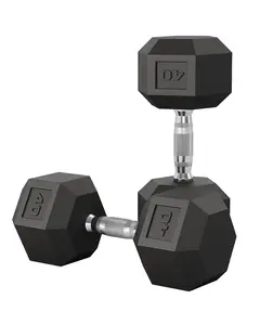 Garvee 5-50 LB Hex Dumbbell Set of 2 with Cast Iron Core, Rubber Encased Coating, and Textured Carbon Steel Handle for Home Gym Strength Training