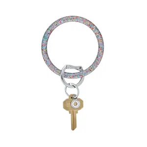 OVENTURE Resin Big O® Key Ring - Birthday Cake with Multicolored Glitter Design & Patented Locking Clasp for Easy Access - Charm