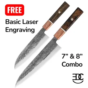 7” & 8” Chef Knife Combo Japanese Style 5Cr15 Stainless Steel – FREE Laser Engraving – Personalized Kitchen Knife Set