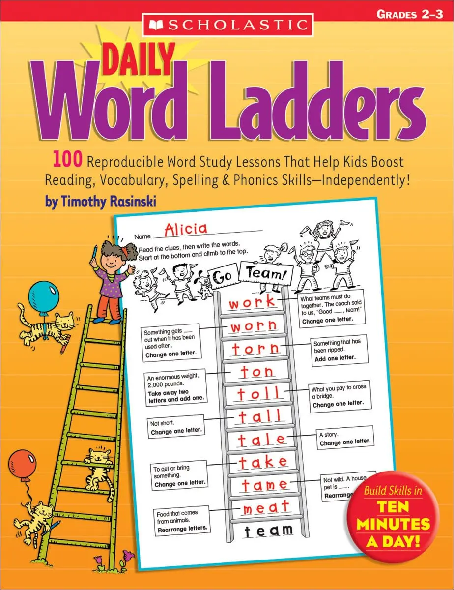 Daily Word Ladders: Grades 2-3: 100 Reproducible Word Study Lessons That Help Kids Boost Reading, Vocabulary, Spelling & Phonics Skills--Independently -- Timothy Rasinski - Paperback