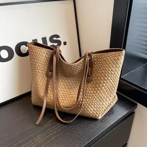 Tote Bag for Women, Solid Color Braid DesignTote Bag, Fashionable Large Capacity ShoulderBag for Daily Life, Casual High-quality DailyCommuting Bag, Girl Purses Bag, for Fall, Gift forGirl