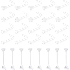 20G Clear Nose Studs Plastic Nose Rings for Work   Nose  Retainer Bioflex Invisible Spacers Nose Retainers