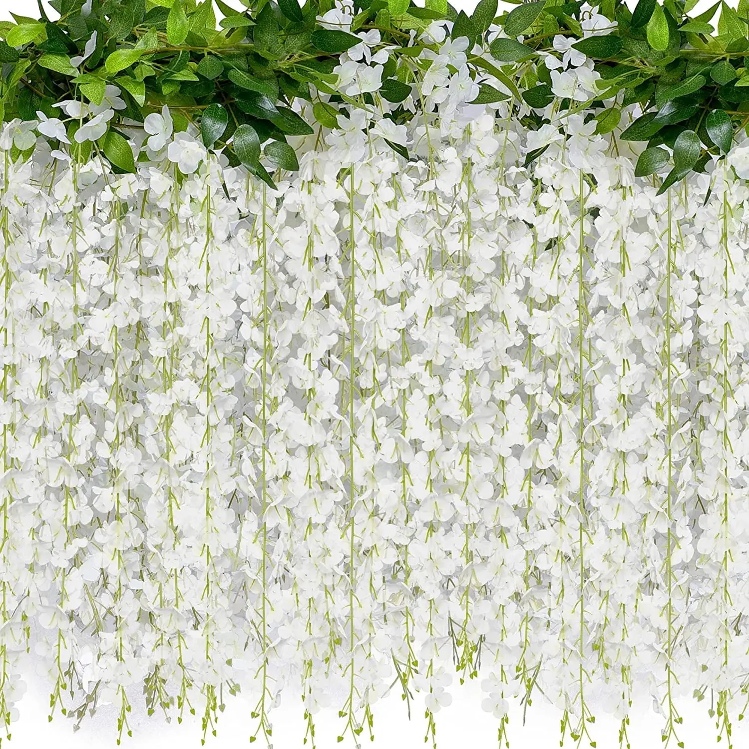 Slaprin 6 Feet Artificial Flowers 20 Branches Wisteria Vines Hanging Flowers Silk Wisteria String for Home Garden Party Wedding Decor