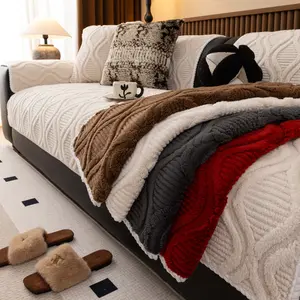 Boho Geometric Sofa Cover Pad, 1 PC Non-Slip Washable Couch Protector, Pet-Friendly Thick Sofa Cushion Slipcover, Decorative Furniture Throw Blanket, Quilted Sofa Cover for Living Room, Armchair, Loveseat & Sectional Sofa, Washable Couch Covers