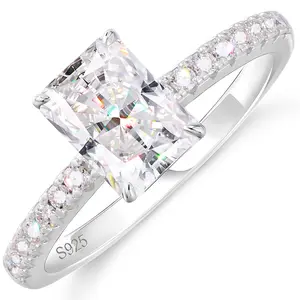 【#R433 1.5CT 2CT】UCCIYO 18k Gold-Plated Lab-Created Moissanite S925 Sterling Silver Moissanite Ring for Women Men Hip Hop Jewelry Gift Valentines Day gift