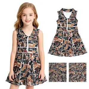 Kids Girl Sports Dress Camo Summer Quick Dry Atheletic Dresses with Shorts Inside
