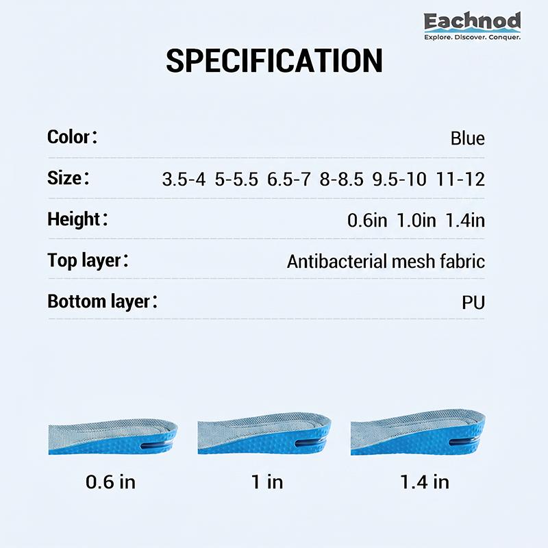 Air Cushion Height Boost Insoles for Adults US Sizes - Arch Support, Shock-Absorbing, Discreet Lift Comfort Shoe Inserts for Daily Wear