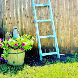 4ft Blanket Ladder, Quilt Rack & Wood Shelf for Home Storage Wooden Decor Organiser Smooth