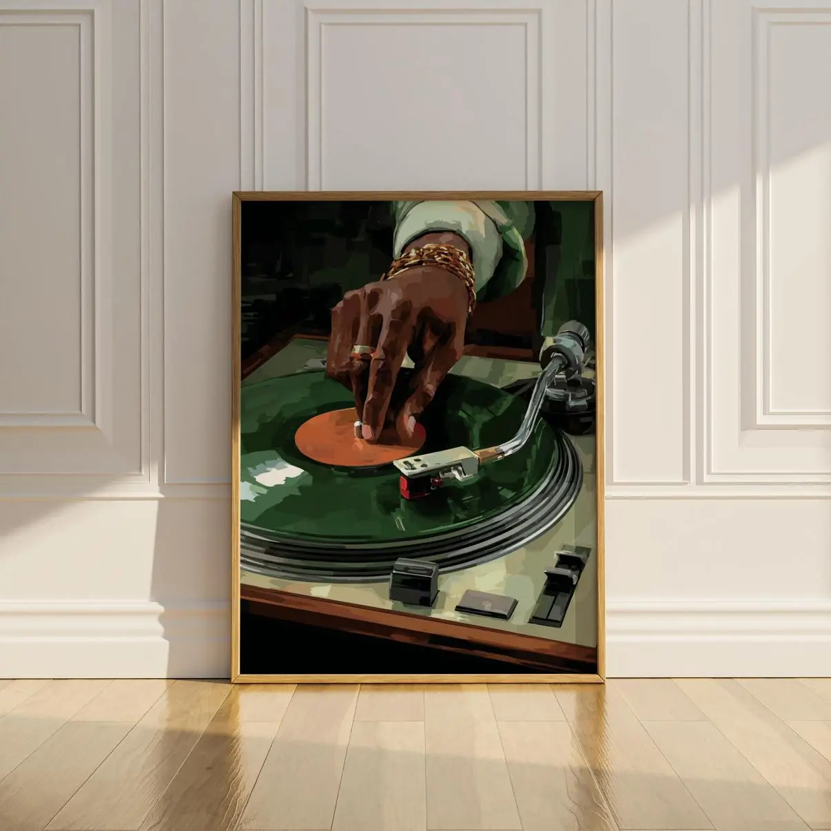 Vinyl Record Player Poster Print Vintage Oil Painting Black Woman Wall Art DJ Retro African Soul Music Lover Wall Decor Gift Matte Poster, Soft Fabric, Feels Great All Day, Gift For Him, Gift For Her