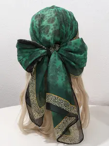 New Leopard Chain Pattern Scarf Shawl, Women's Sun Protection Silk Scarf, Long Wrap Beach Travel Outdoor Accessory, Fashion Headband