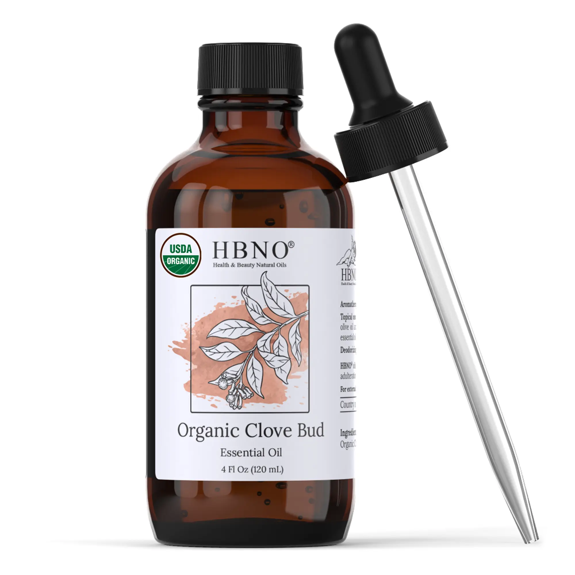 HBNO Organic Clove Bud Essential Oil 4 Fl Oz 20 ml Warm Spicy Aroma for Diffuser Cleaner Candle Soap Perfumery Natural Cleaning Solution - Healthcare