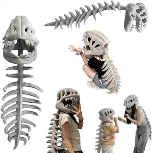 Spinosaurus Plush Dino Outfit, 3D Outfit Halloween Fun Dinosaur Skeleton Plush Costume with Spine Extension for Parties，Multiple colors available
