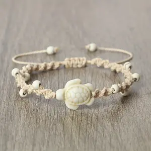 1pc of Colorful Dopamine Sea Turtle Bracelet with Wax Thread Woven Waterproof Hand Rope Suitable for Wearing Versatile Additions on Beach Vacations