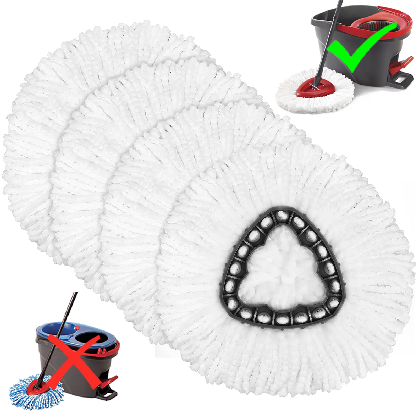 Microfiber Spin Mop Refills for OCeda EasyWring 1 Tank System, Washable & Reusable Mop Head Replacements for Hardwood, Tile & Laminate Floors
