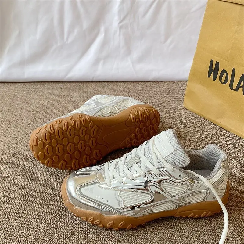 Women's Retro Silver German-Style Summer Mesh Breathable Walking Shoes - Outdoor Non-Slip Casual Footwear Sneakers, Foot Wear