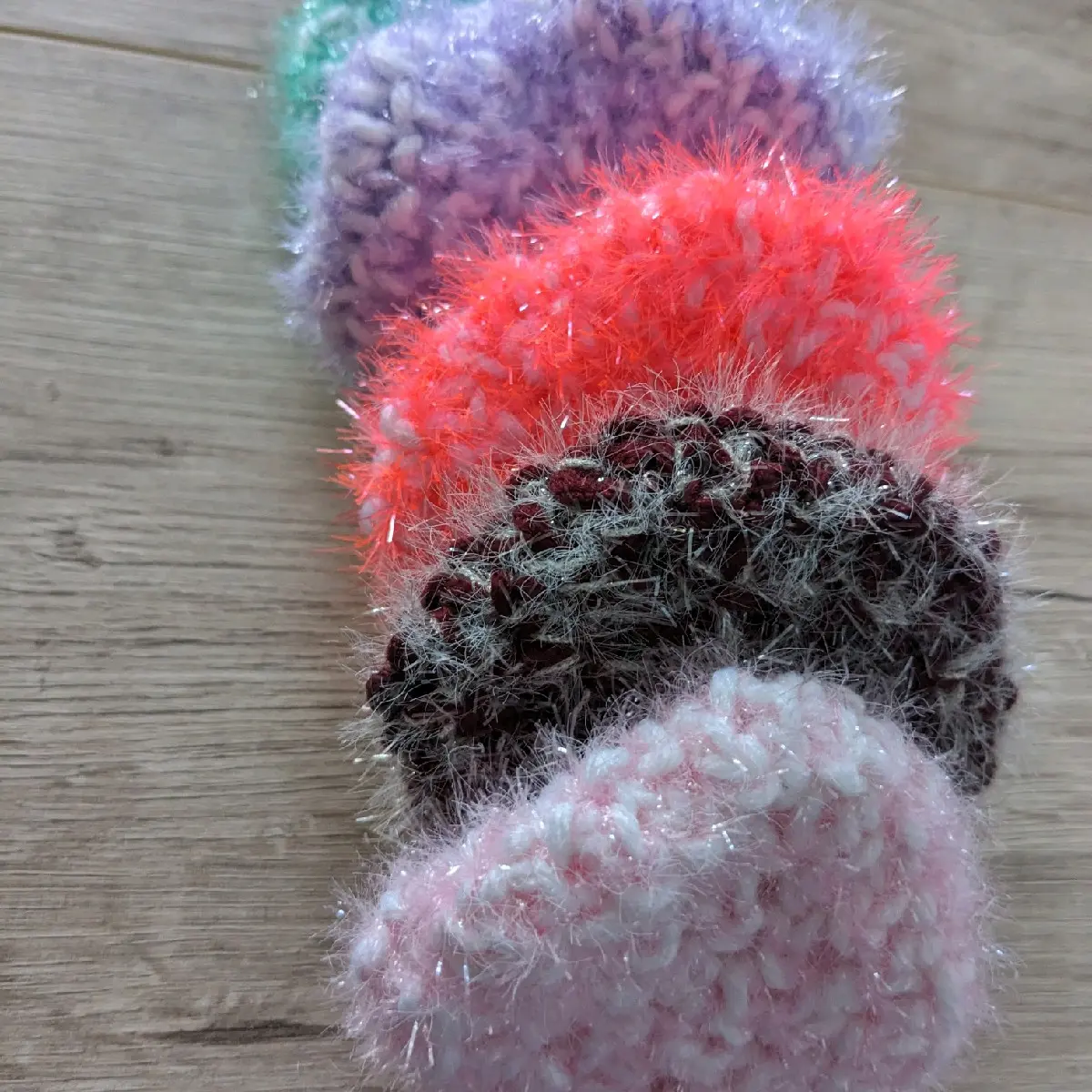 Washable Reusable Crocheted Handmade Dish Scrubbers for Pots and Pans Kitchen Scrubbie No Sponge Neon Colors
