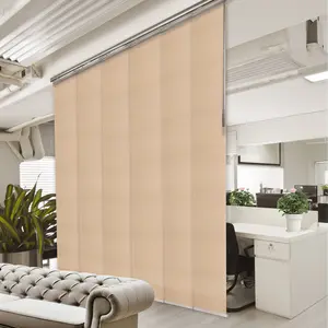 Dunmore Cream 6-Panel Single Rail Panel Track Extendable 48"-84"W x 91.4"H, Panel width 15.75" - 80% LIGHT-FILTERING