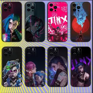 Anime Arcane J-Jinx L-LOL Phone Case For iPhone17, 16,15,14,13,12,11,Pro,X,XS,Max,XR,Plus,Mini Soft Black Cover