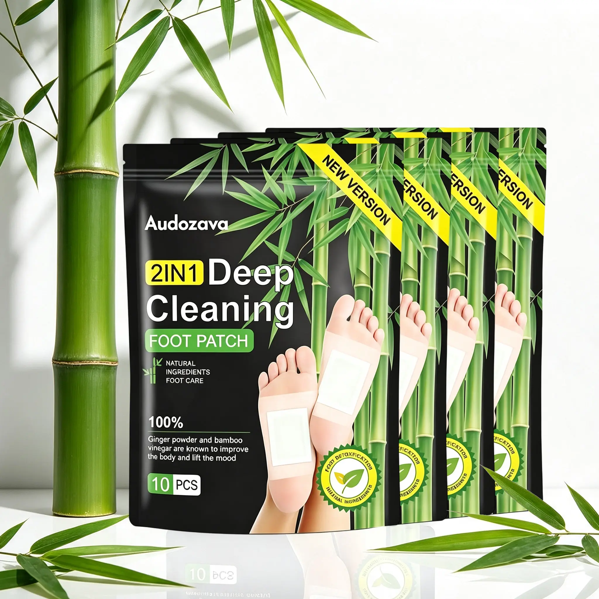 Foot Pads (10 PCS) - Deep Cleansing Foot Patches with Bamboo Vinegar & Ginger Powder - Nail Masks Detox Patches for Feet