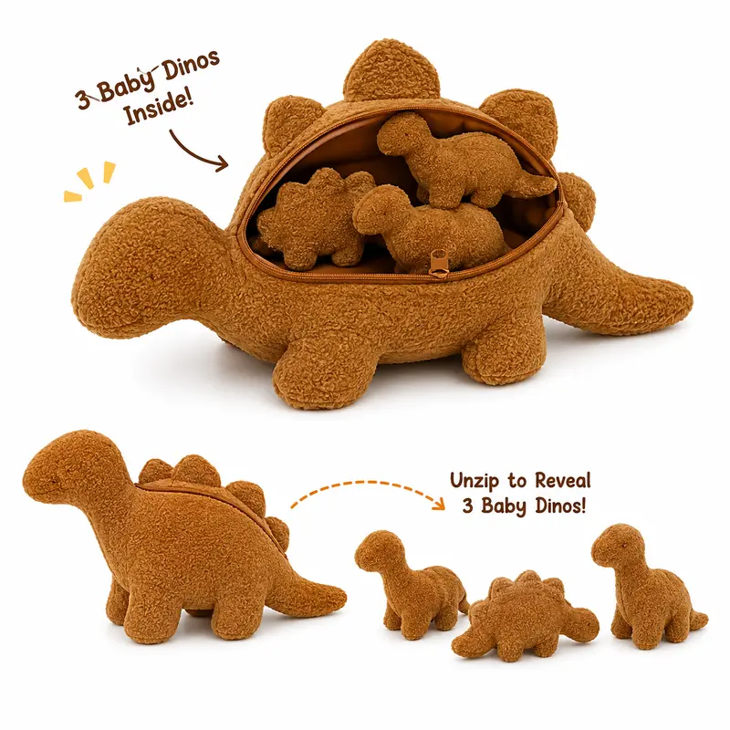 Dinosaur Design Plush Toy Set, 1 Stegosaurus Stuffed Toy with 3 Small Dinosaurs, Super Soft Fluffy, Cute Plushies For Teens, Soft Stuffed Animal, Lovely Plush Gift, Dinosaur Design Plush Toy Set, 1 Stegosaurus Stuffed Toy with 3 Small Dinosaurs, Super Soft Fluffy, Cute Plushies For Teens, Soft Stuffed Animal, Lovely Plush Gift,