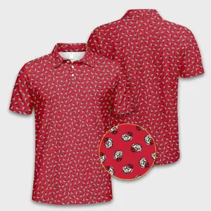 Bulldog Head Pattern Golf Polo Shirt Outdoors Menswear Short Sleeve Casual Classic