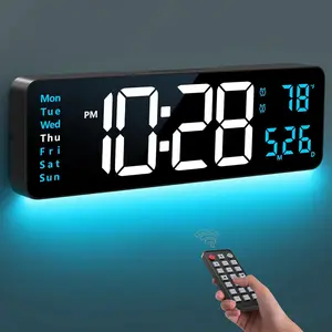 Digital Wall Clock, 16" Large Display Digital Clock with Night Light, Wall Clock with DST, , LED, Date, Week, Temp for Living Room, Bedroom, Classroom Decor, Birthday  for Senior Mom Dad