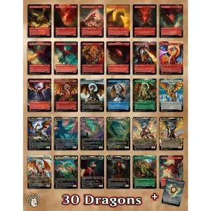 31 Dragon Staples | Proxy Cards — Ancient Dragon, Ureni, Teval, Betor, Korvold, Tiamat, Miirym, The Ur-Dragon, Gnawbone, etc + Mox Jasper!