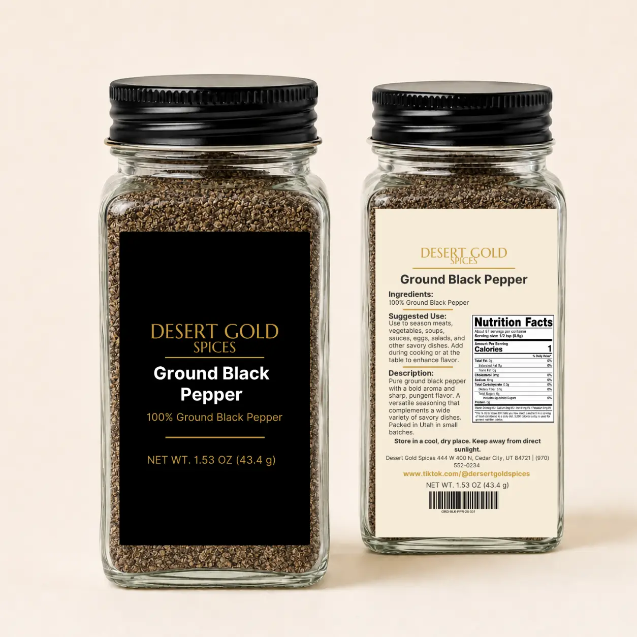 Premium Ground Black Pepper | Pure Fine Ground Pepper | Fresh Small-Batch Packed | Bold Flavor Seasoning | 1.53 oz