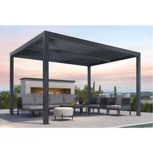 Garvee Louvered Pergola, Outdoor Pergola with Adjustable Louvered Roof, Reinforced Aluminum Frame, Integrated Drainage System, Hardtop Gazebo for Patio