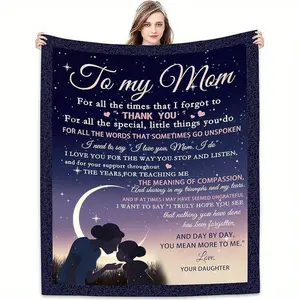 Flannel Blanket For Mom - Heartfelt Gift From Daughter With Inspirational Message, Soft & Cozy All-Season Throw, Perfect For Mother’S Day, Birthday, Or Christmas, Cozy Home Blanket |   Night Sky Theme |   Durable Flannel Throw, Blanket