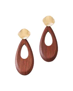 Wood Open Abstract Oval Earring