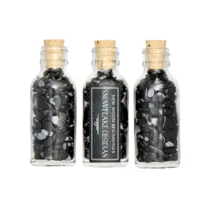 Snowflake Obsidian Gem Bottle - Polished Chips of Snowflake Obsidian Crystals
