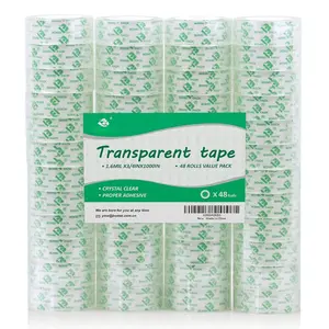 48 Rolls  Clear Transparent Tape, Stationery Tape Refills Rolls for Dispenser, 3/4 in x 1000 in,1 inch Core,  Wrapping Tape for Office, School and