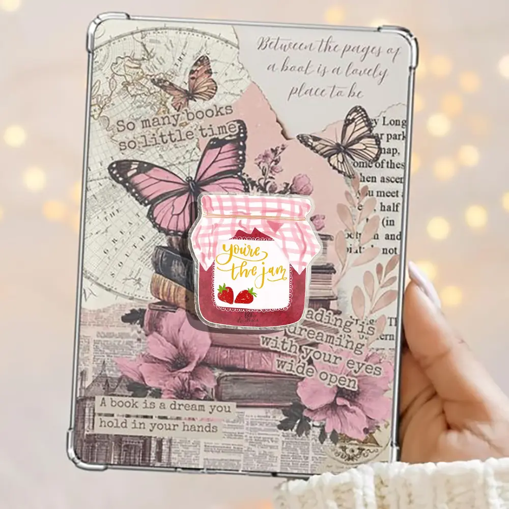 You're The Jam Strawberry Jam Jar Kindle Grip Magnetic Pop Socket Phone Grip Vibrant Color Phone Bookish Grip Kindle Grip Popsocket