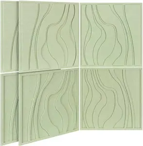 BUBOS 6 Pack Large Acoustic Panels,Total Size 24 x 24Inches Soundproof Wall Panels,Decorative Sound Panels,Self-Adhesive Acoustic Wall Panels for Recording Studio, Home&Office (Green, 6 Pcak)