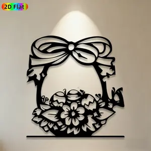 1pc Easter Basket Metal Wall Art,Easter Basket Statue Mural, Ideal Gift for Easter, New Year, Home Decor Enthusiasts, Weather-Resistant Metal Wall Decor Wall Sculptures, Perfect for Indoor Wall & Outdoor Fence, Charming Seasonal Decor