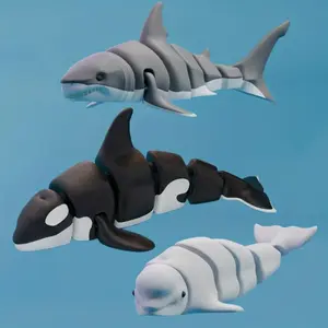 3D Printed Whale & Shark Statues Set, Orca, Beluga, Great, Indoor/outdoor Decor, Holiday Gift, Fantasy Marine Design, Novelty Collectible