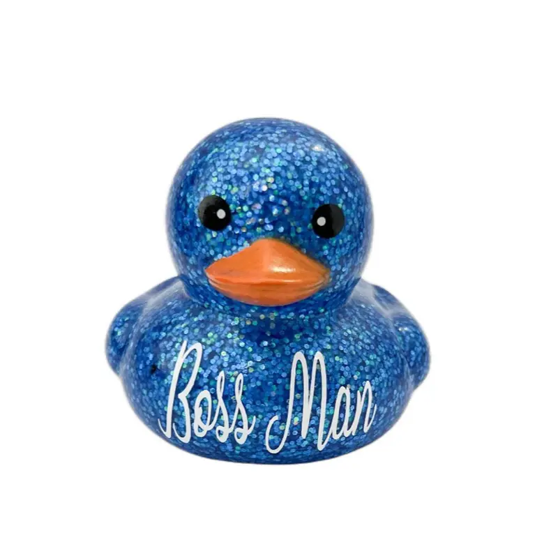 Personalized Name Pick Color Themed Rubber Duck Ducks - Custom Confetti Glitter Color - Individual - Blue Pink Gold