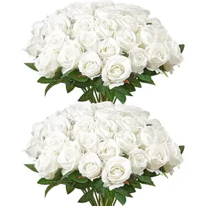 VEVOR Artificial Flowers, 120 pcs Real Looking White Foam Fake Roses Bulk, White Faux Bridal Shower with Stems for DIY Wedding Bouquets, Home Centerpieces Arrangements, Party Tables DecorationsVEVOR Super Brand Day