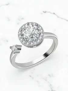 Fidget ring-White Gold Color Item#Nj1043 with Adjustable Opening-Spins for Anxiety relief $15.00