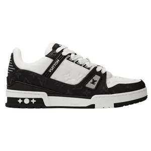 1122040 Louis Vuitton Monogram Denim Trainer Black White