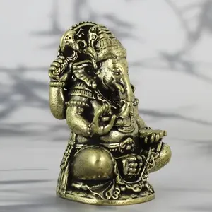 Vintage Solid Brass Elephant God Statue Decorative Sculpture, Handmade Animal Figurine for Collection & Display, Traditional Hero Ornament, Interior Decoration Accessories
