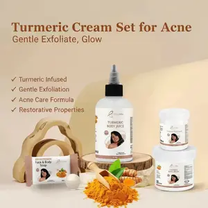 BYENBLAN Turmeric Medium Set Cream - Golden Hydrating Body Moisturizer with Gentle Exfoliation, Smooth Lightweight Body Wash Cleanser, Antibacterial Acne Care for Moisture-Rich Brightening & Radiant Skin Restore